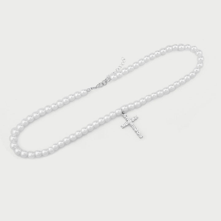 Cross Pearl Necklace