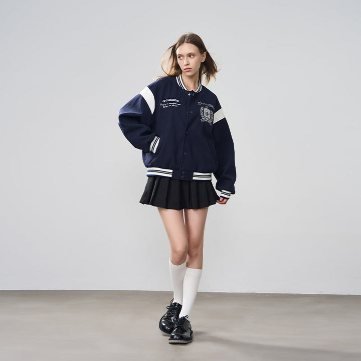 Woolen Embroidered College Logo Varsity Jacket