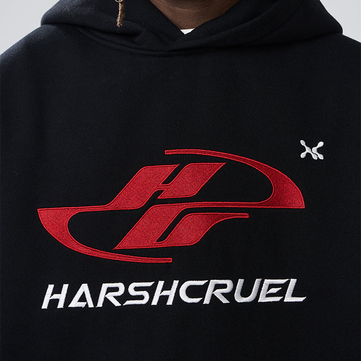 Dynamic Embroidered Logo Loose Hoodie