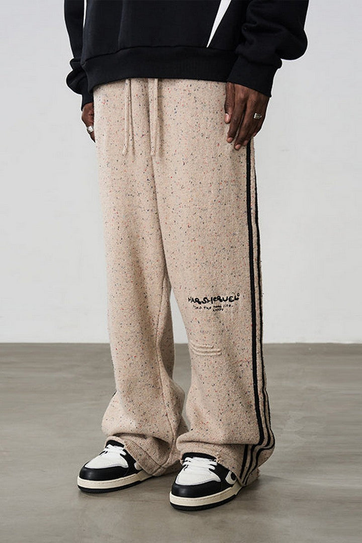 Striped Embroidered Knitted Trousers