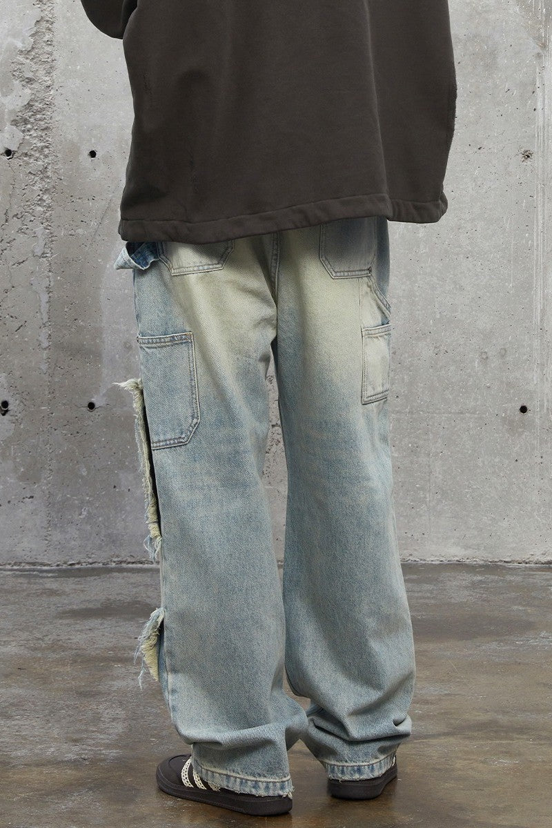 Distressed Straight Work Jeans