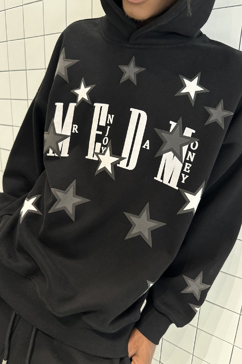 Stars Print Logo Hoodie