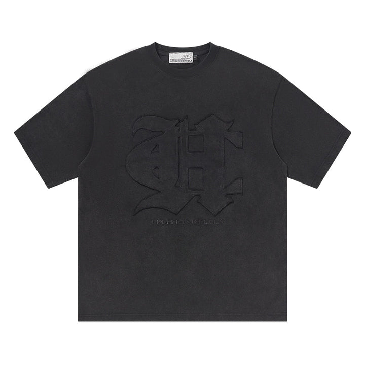 3D Gothic Embroidery Washed Tee