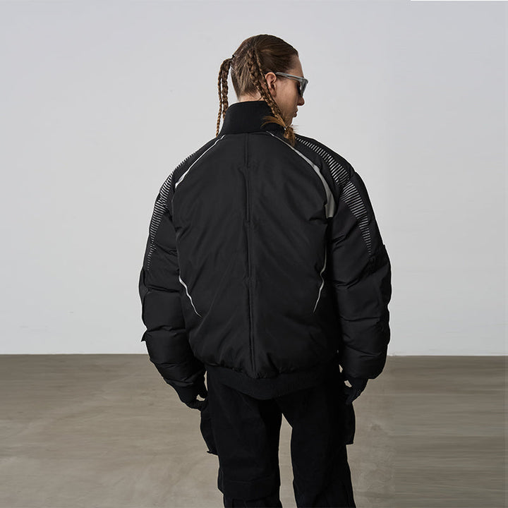 Multi Pocket Silver Logo Motor Down Jacket