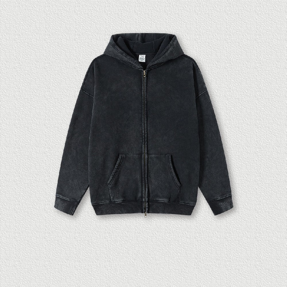 Washed Fleece Zip-Up Hoodie