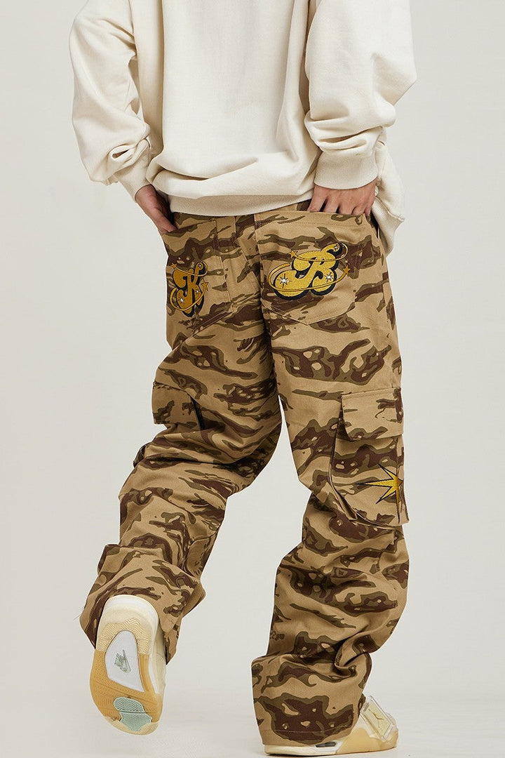 Tiger Camo Embroidered Cargo Pants