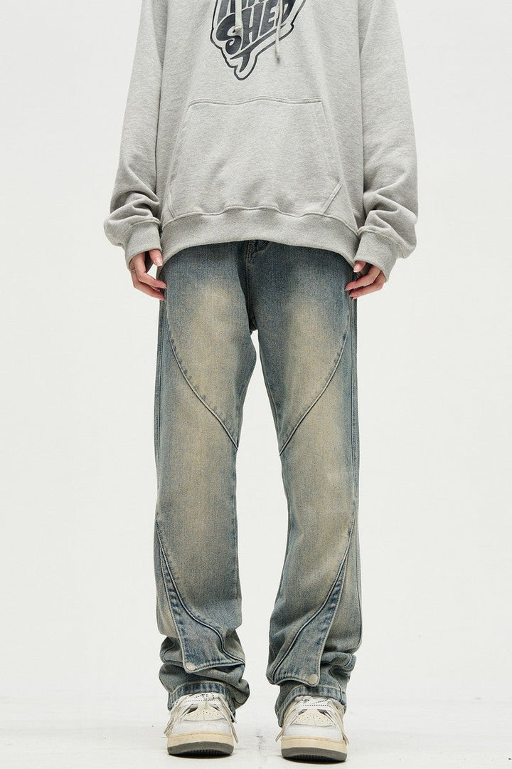 Flared Layered Washed Jeans