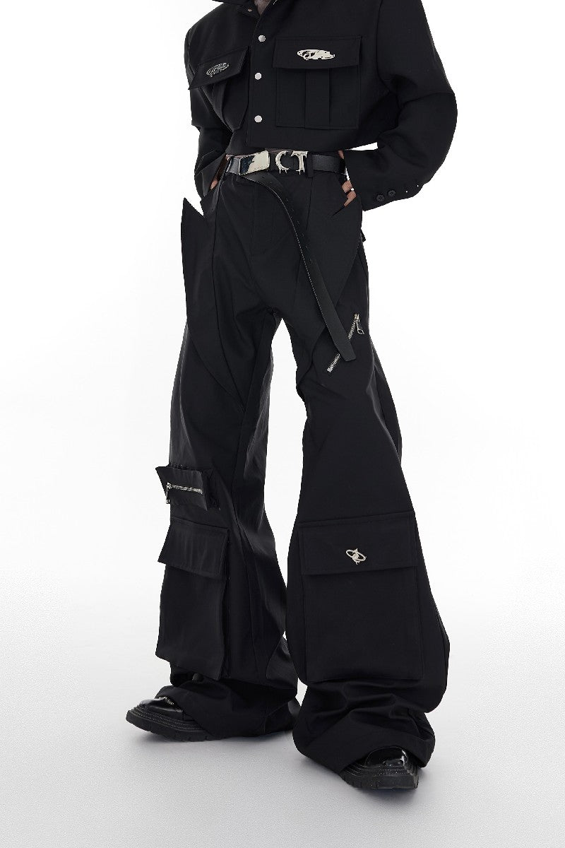 Flared Multi Pocket Trousers