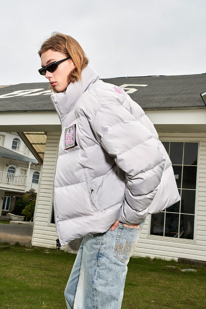 Embroidered Velcro Logo Puffer Jacket