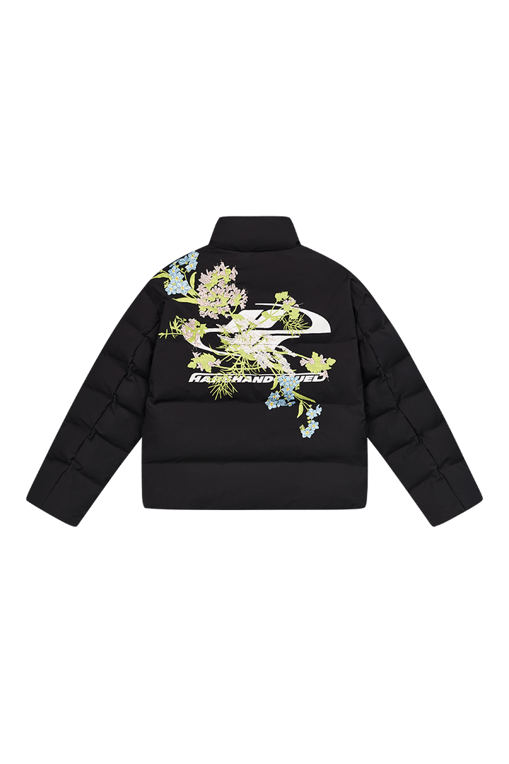 Floral Logo Embroidered Puffer Jacket