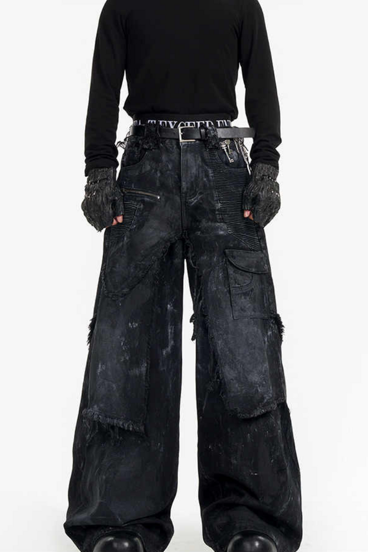Double Layer Hand-Painted Jeans