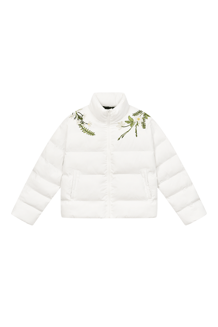 Floral Embroidered Loose Padded Jacket