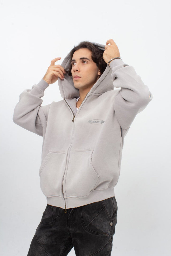 Logo Sun Faded Zip Up Hoodie