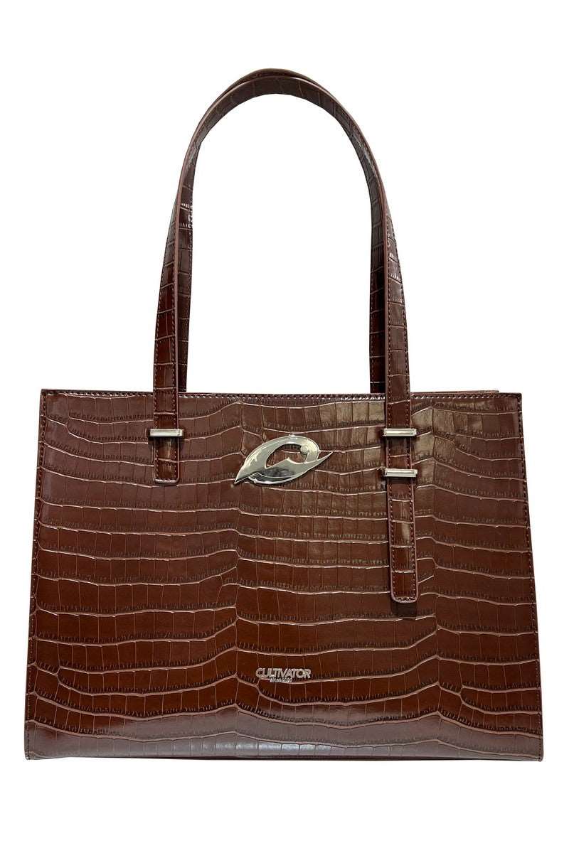 Crocodile Pattern Logo Tote Bag