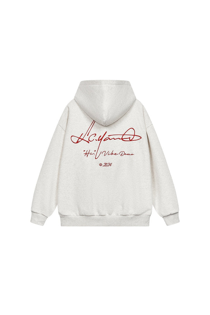 Handwritten Embroidered Zip up Hoodie