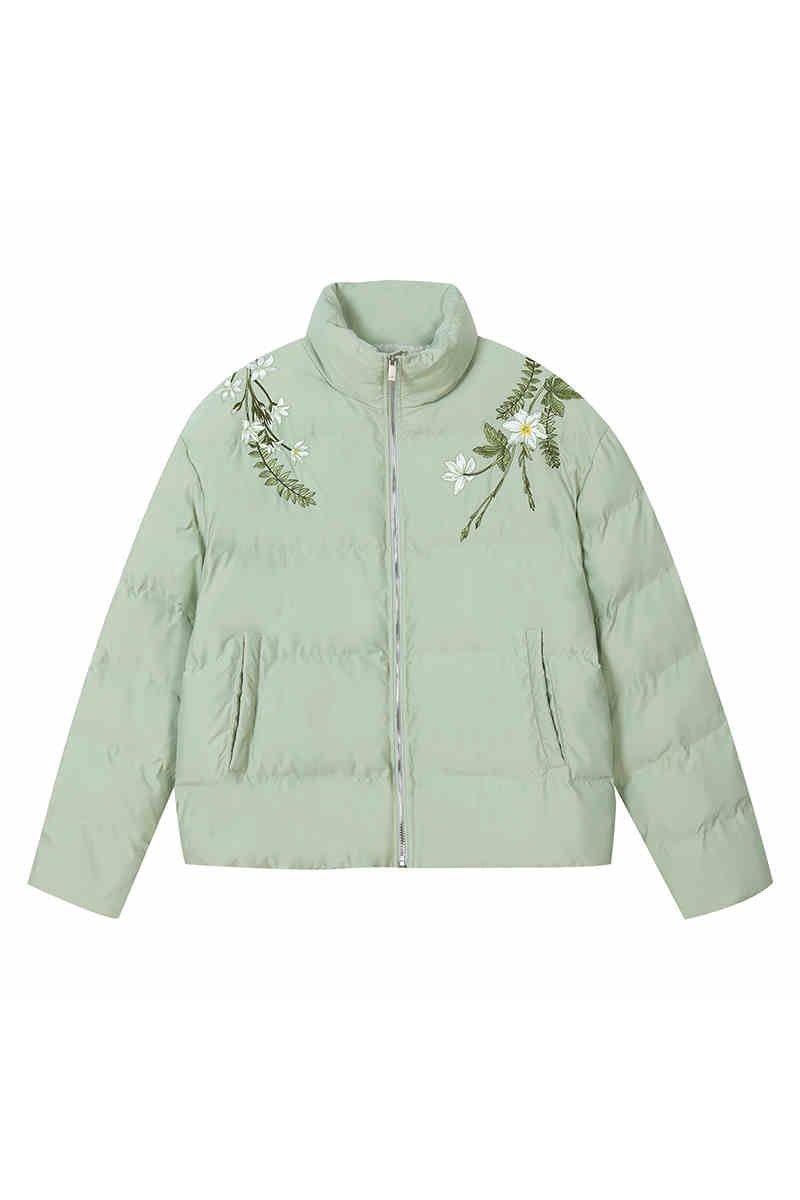 Floral Pearl Embroidery Down Jacket