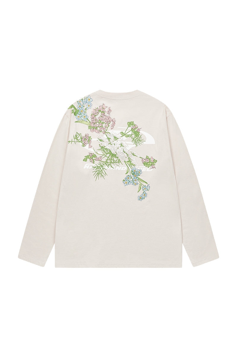 Floral Embroidered Logo L/S Tee