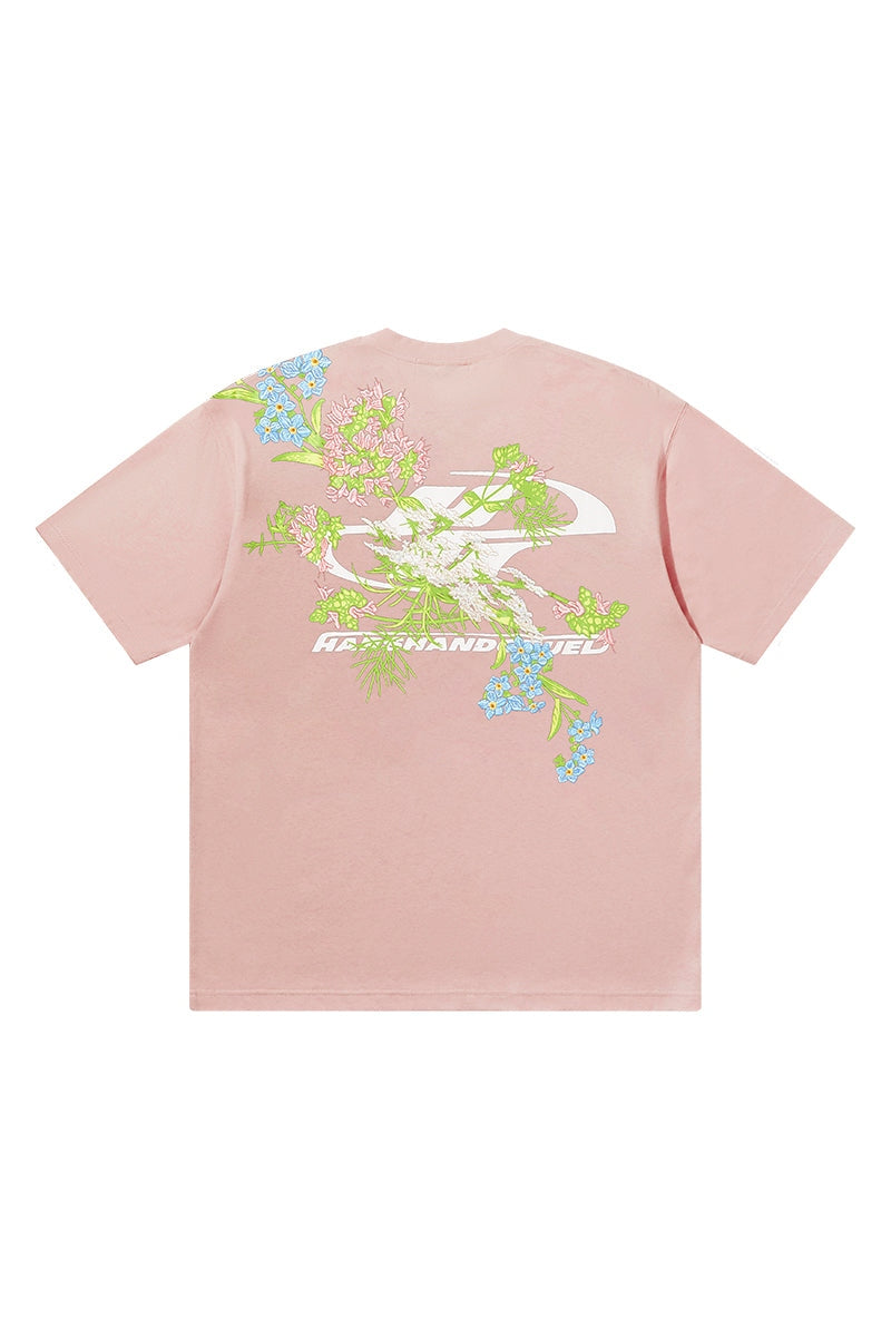 Floral Embroidered Logo Tee