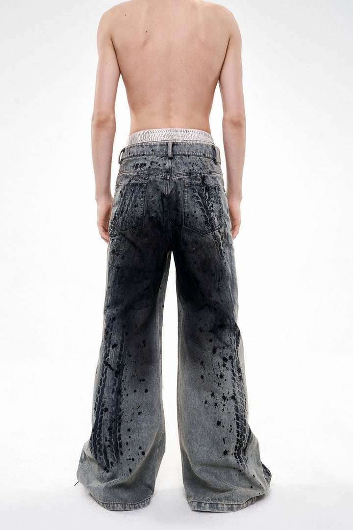 Tire Print Distressed Jeans