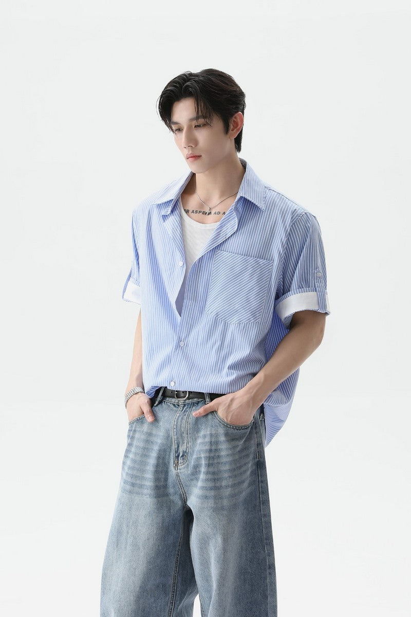 Washed Cotton Striped Shirt