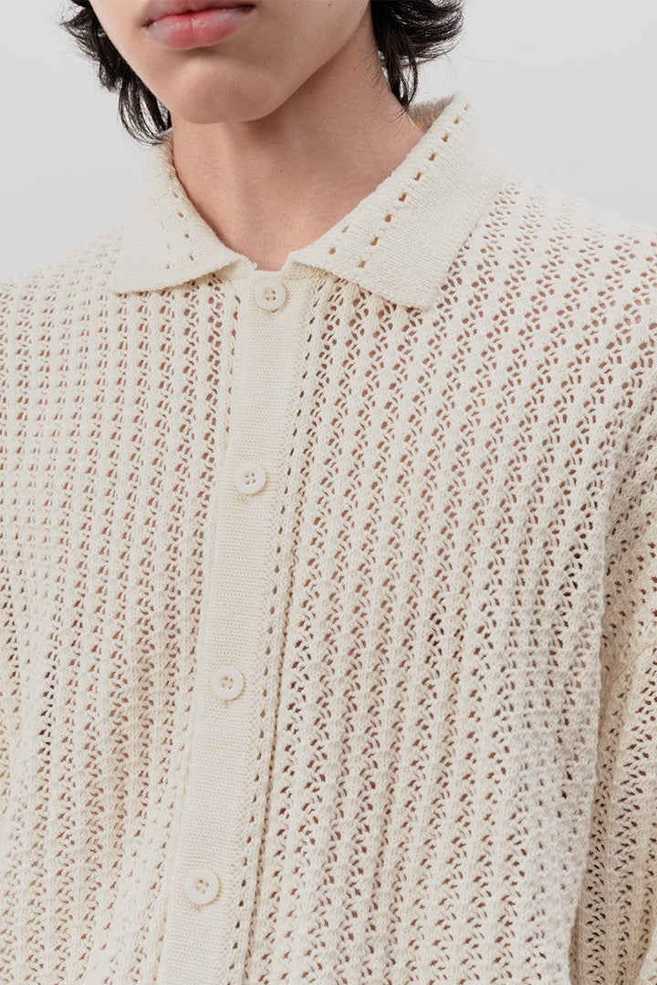 Textured Knit Cotton Cardigan