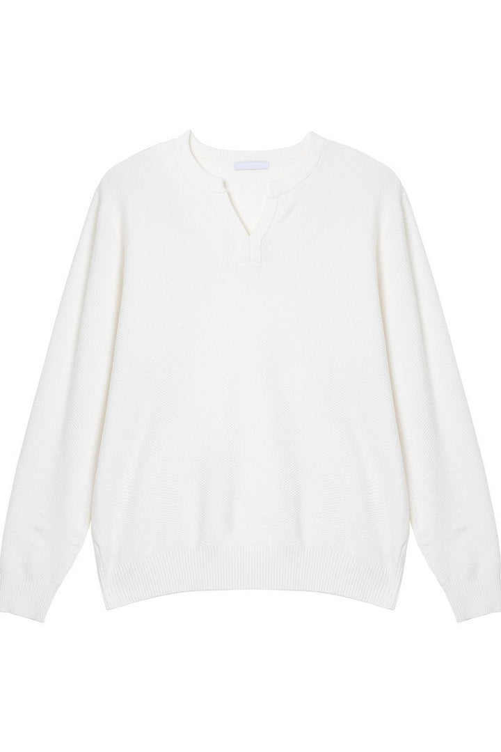 Textured V Neck Knit Sweater