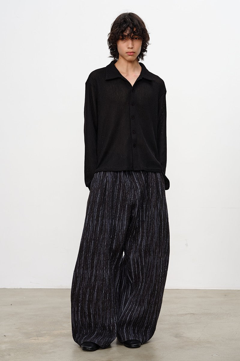 Woven Textured Long Sleeve Shirt