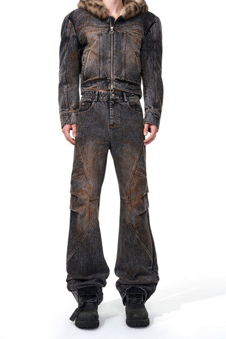 Vintage Washed Deconstructed Jeans