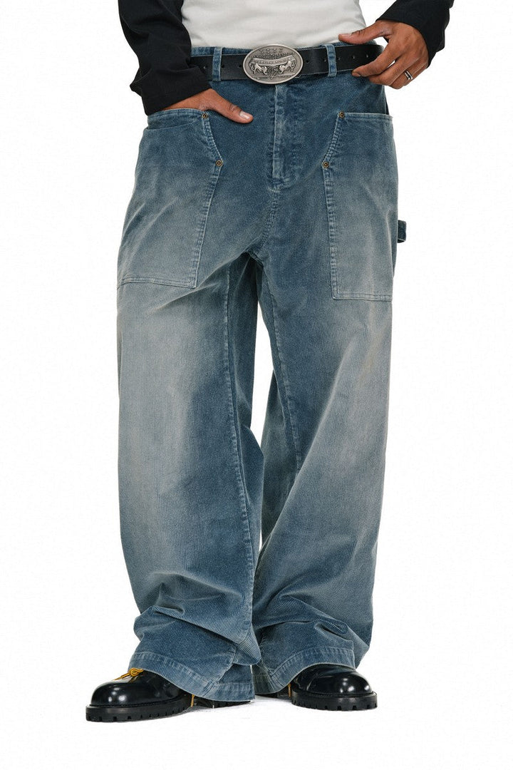Studded Washed Corduroy Work Pants