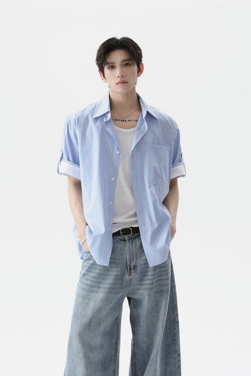 Washed Cotton Striped Shirt