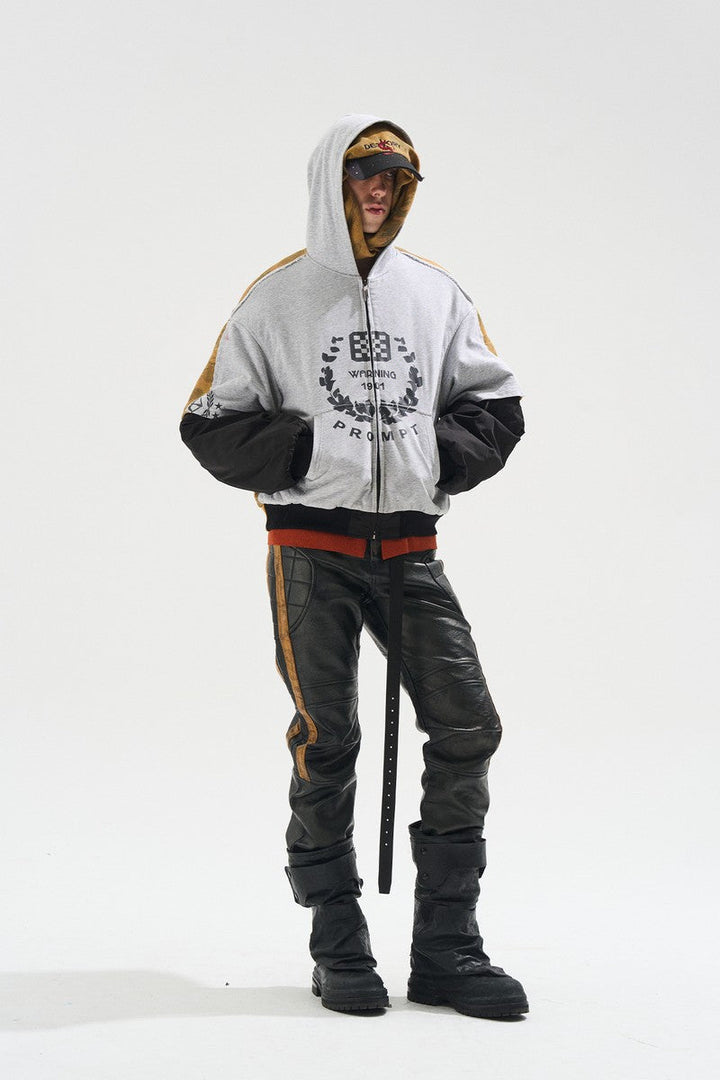 Colorblock Biker Faux Leather Pants