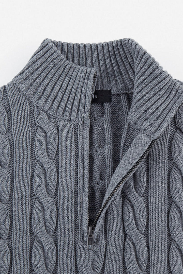 Cable Knit Half Zip Sweater