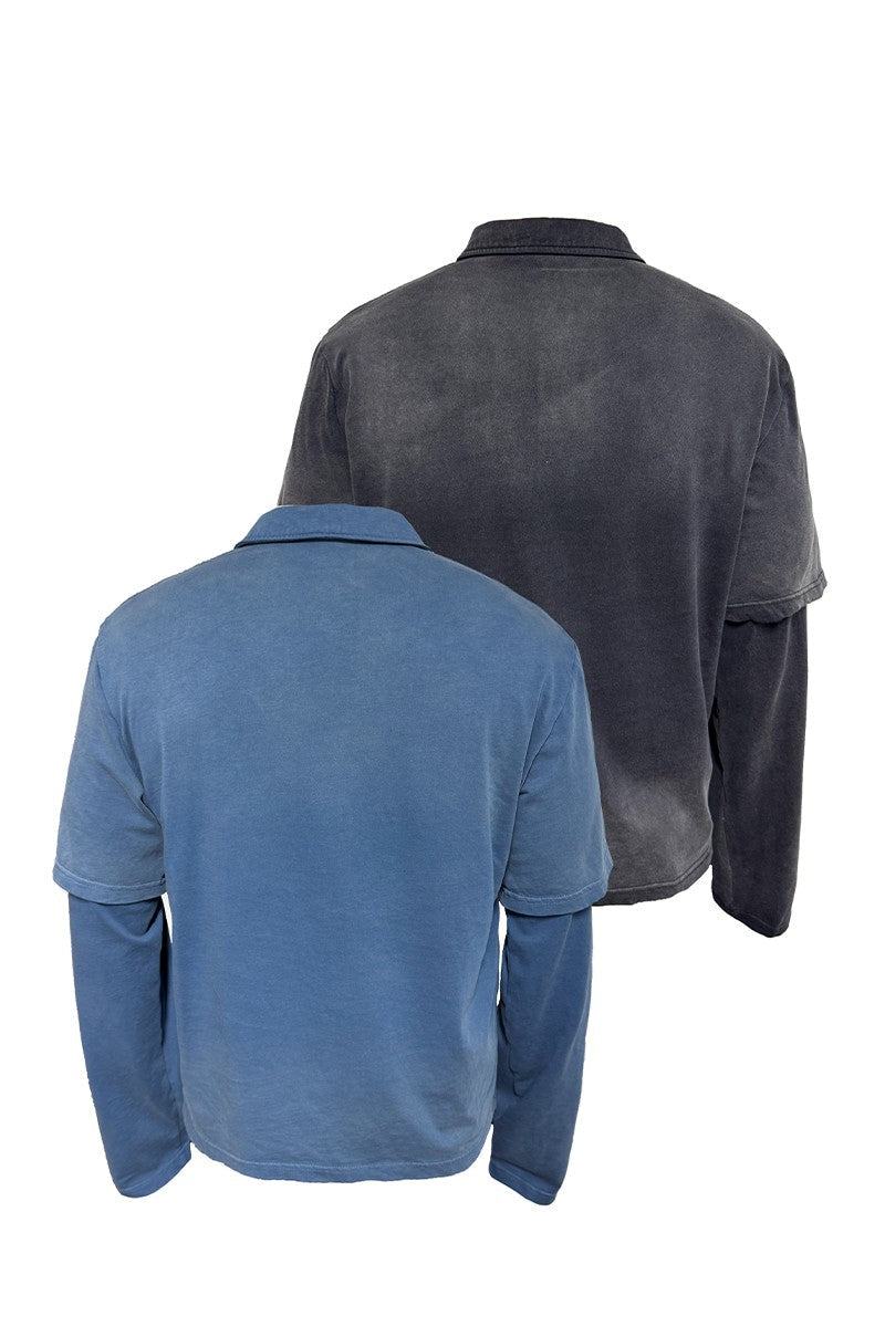 Faded Layered Look Polo Shirt