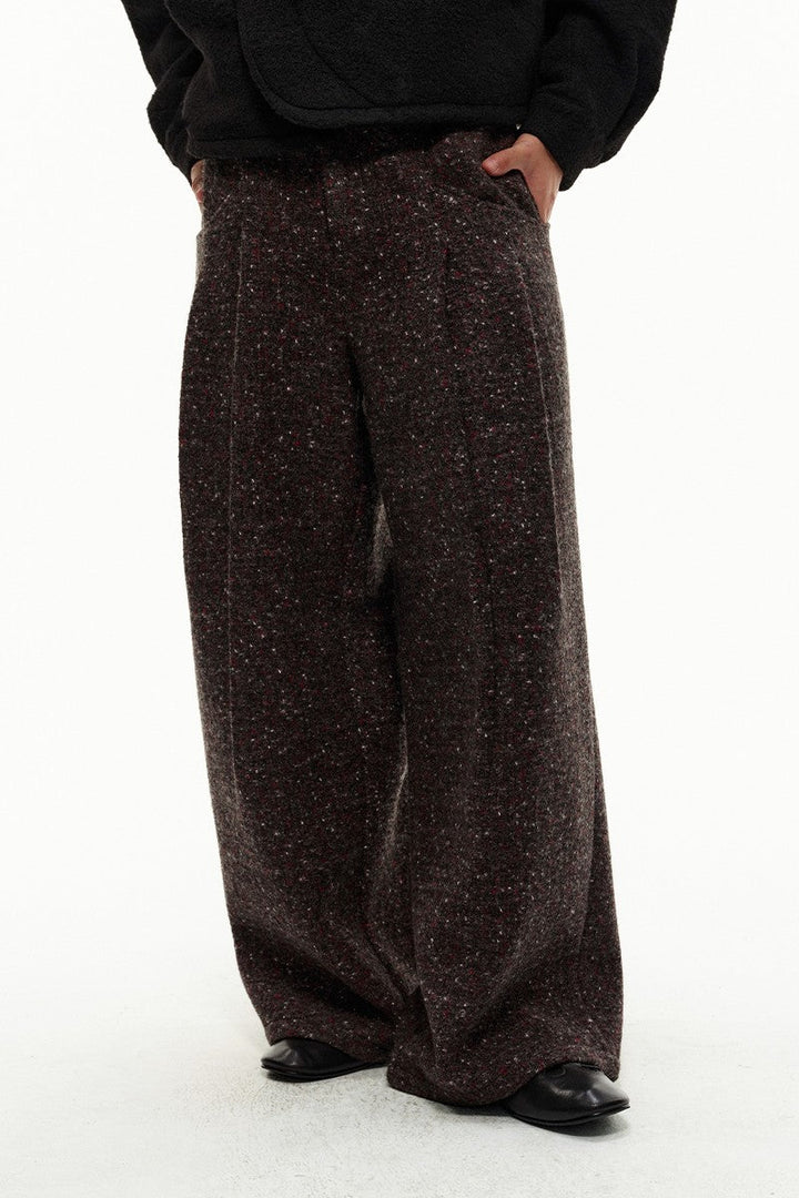 Double Pleated Tweed Trousers