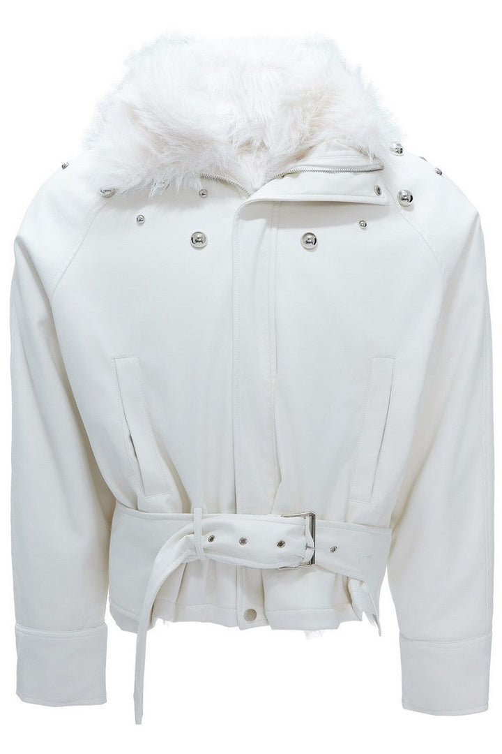 Faux Fur Puffer Biker Jacket