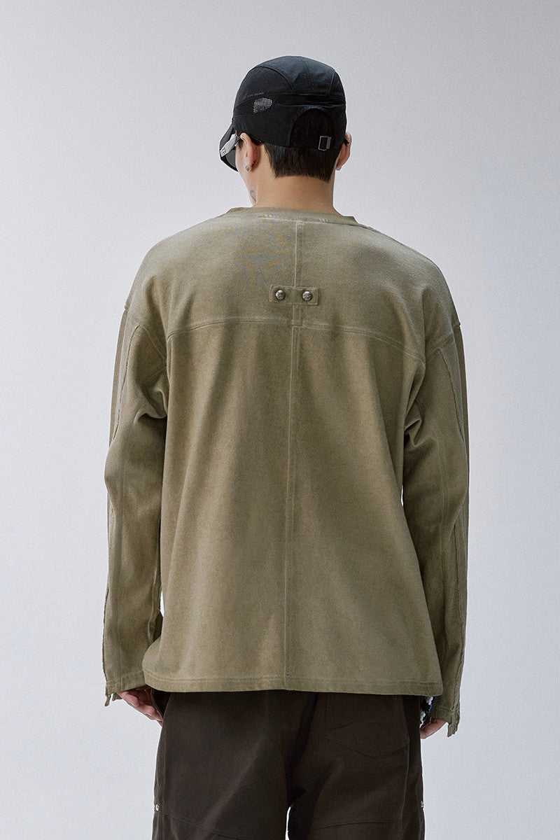 Distressed Patchwork Long Sleeve Tee