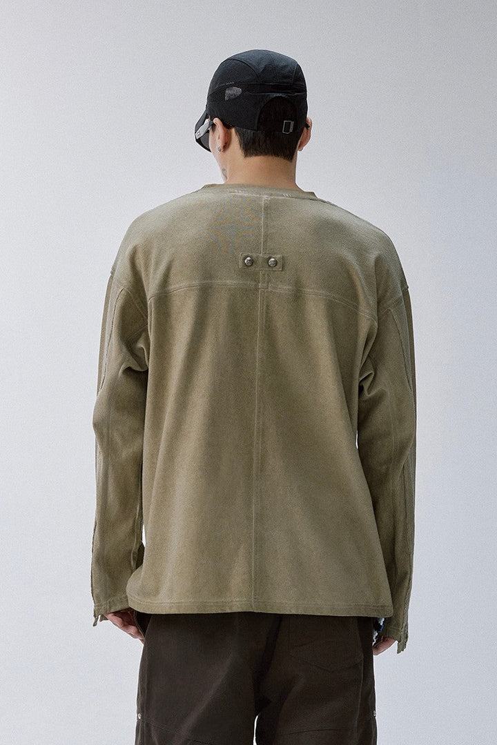 Distressed Patchwork Long Sleeve Tee