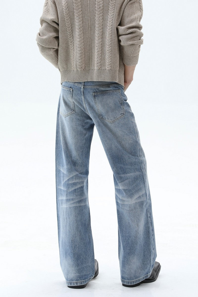 Washed Straight Leg Jeans
