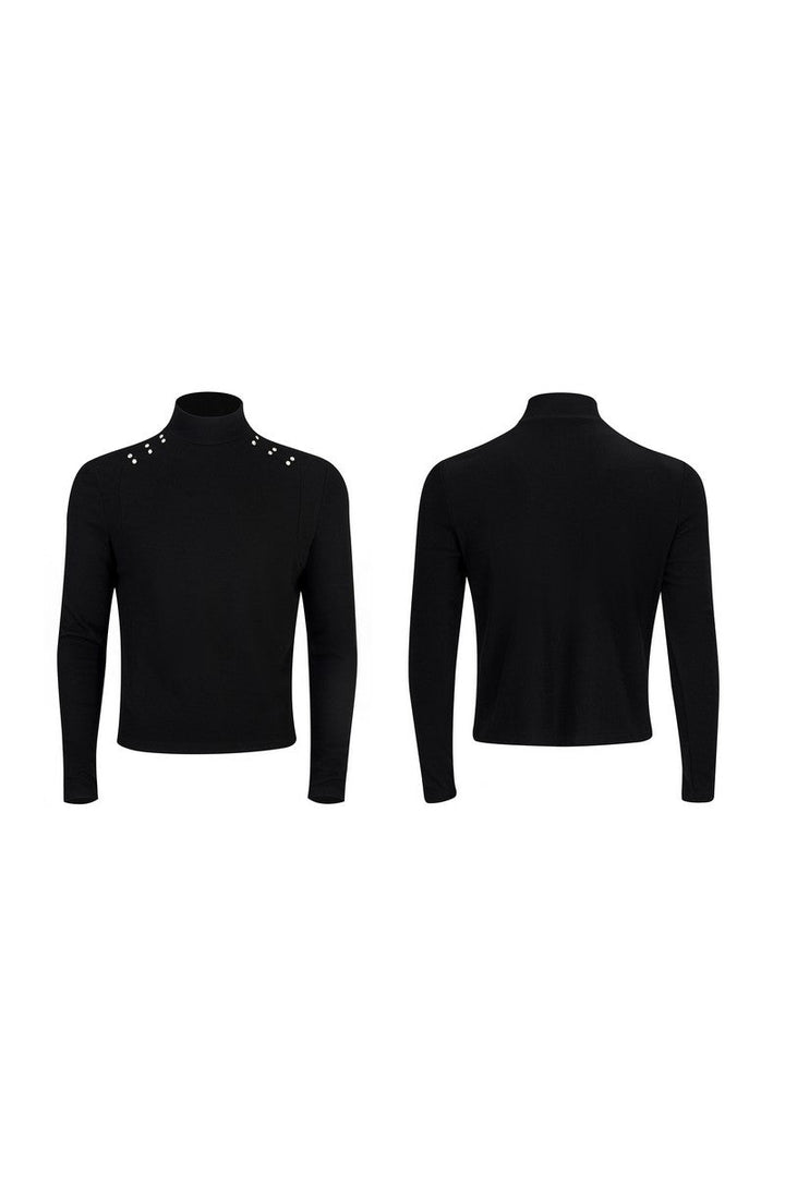 Padded Mock Neck Long Sleeve Tee