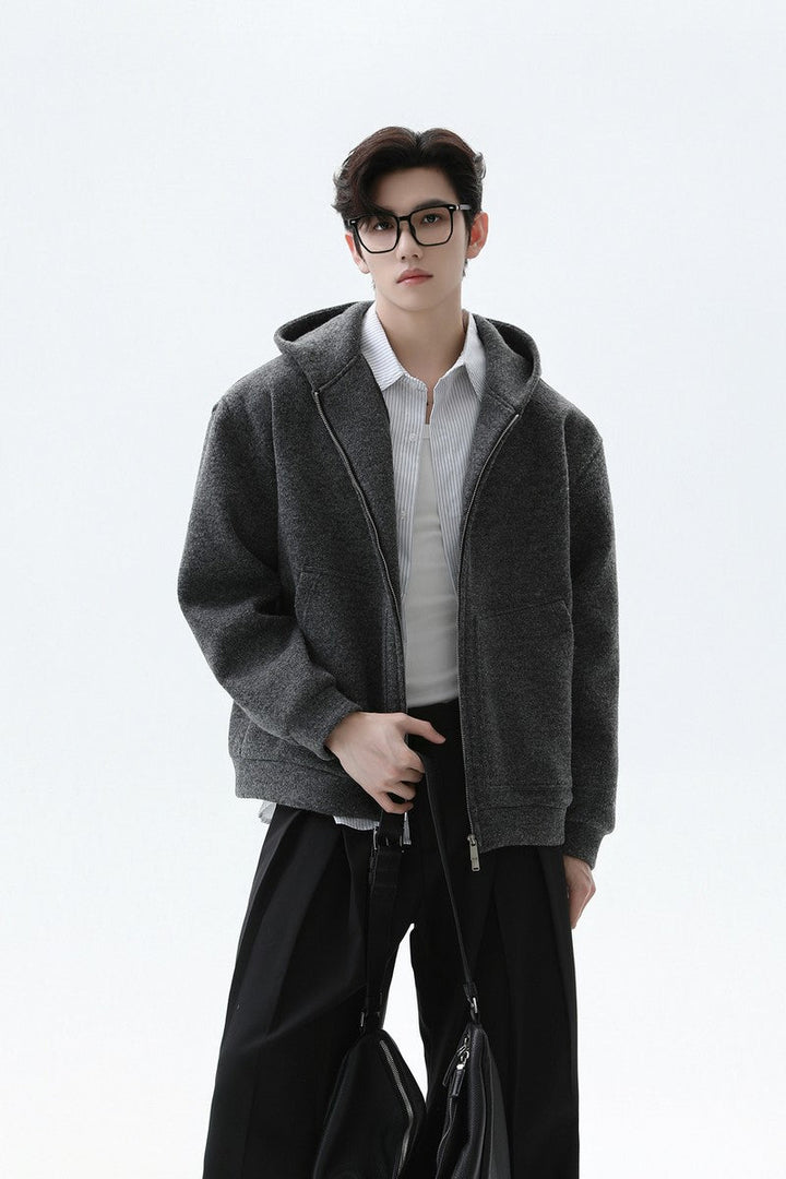 Wool Blend Hooded Cardigan