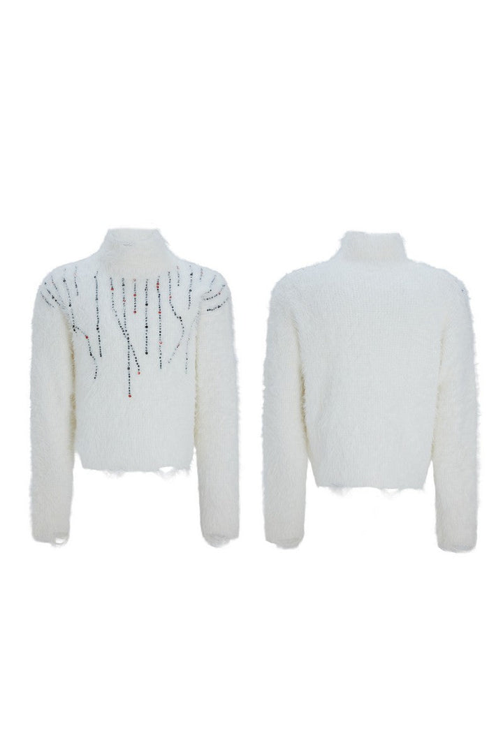 Embellished Cyber Turtleneck Sweater