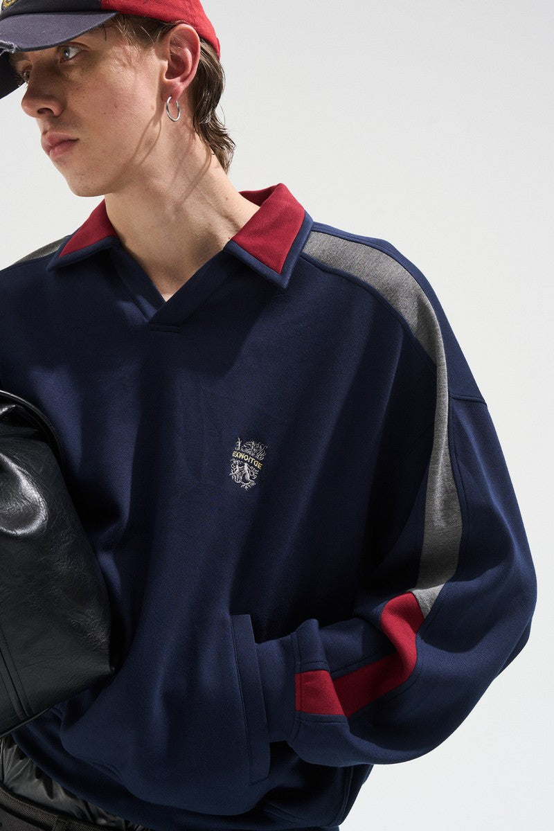 Colorblock Polo Sweatshirt
