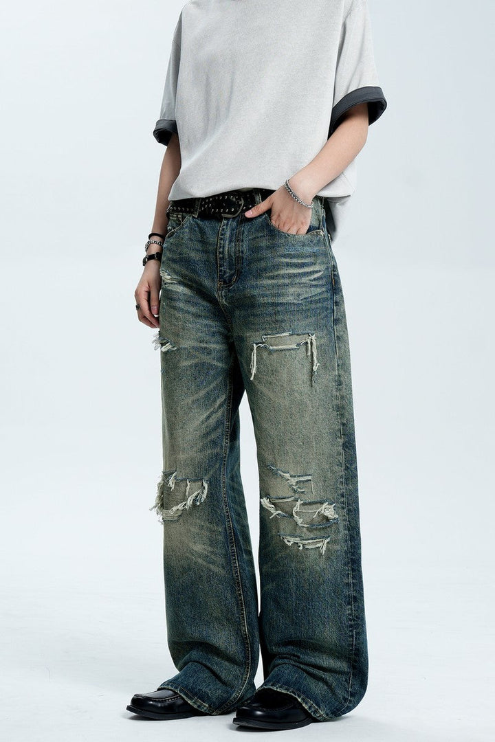 Patched Washed Vintage Jeans