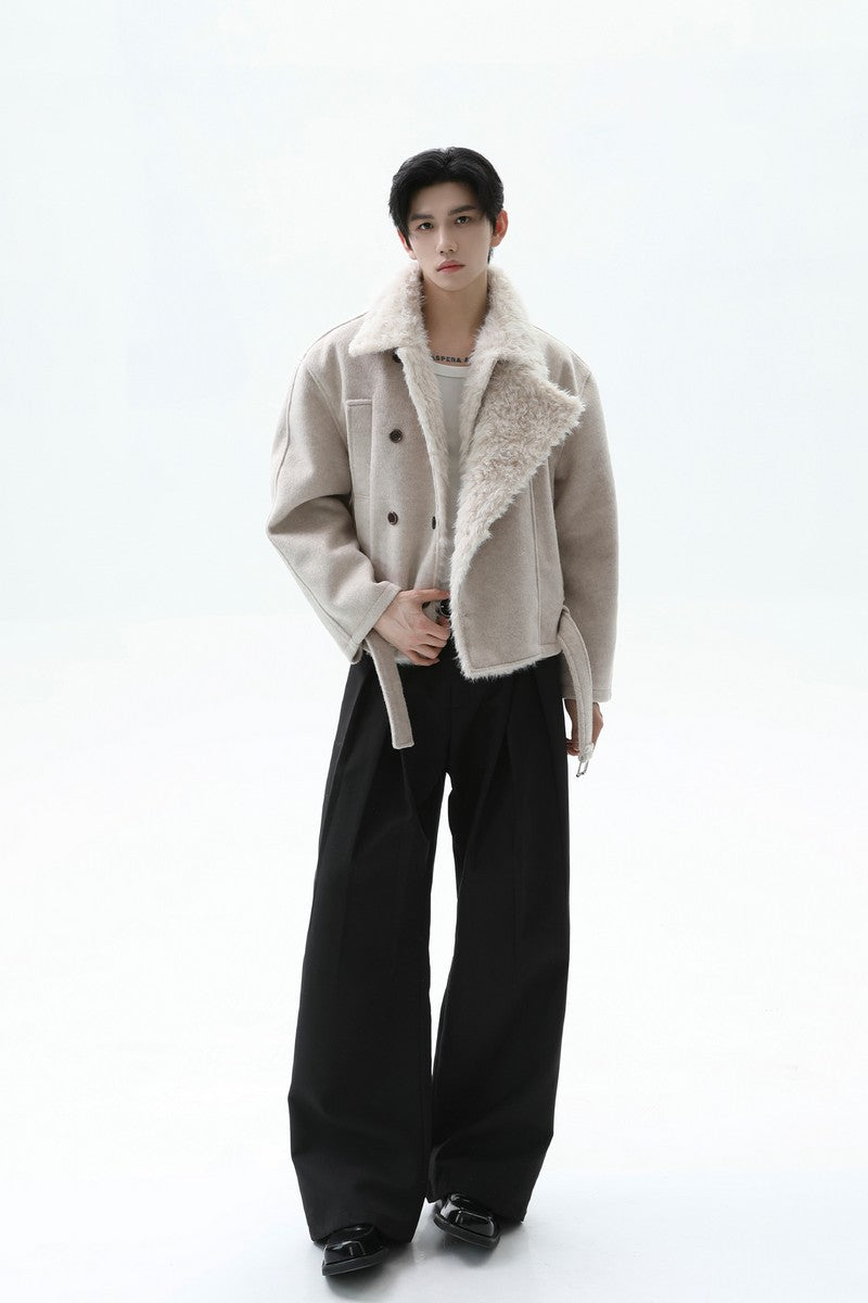 Double Breasted Fur Collar Jacket