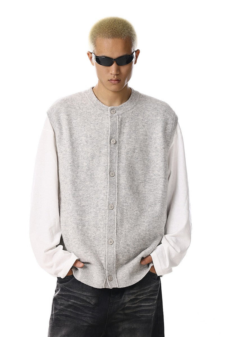 Layered Knit Vest Cardigan