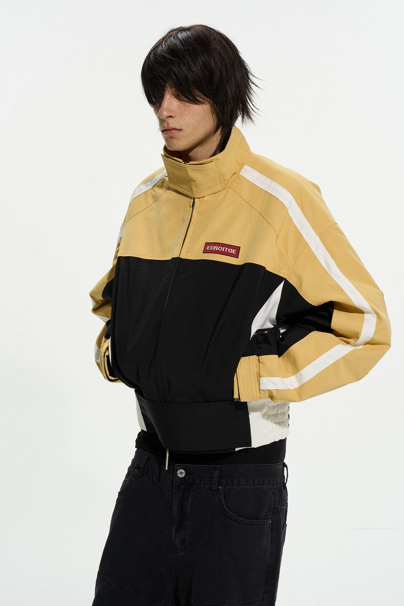 Colorblock Cropped Biker Jacket