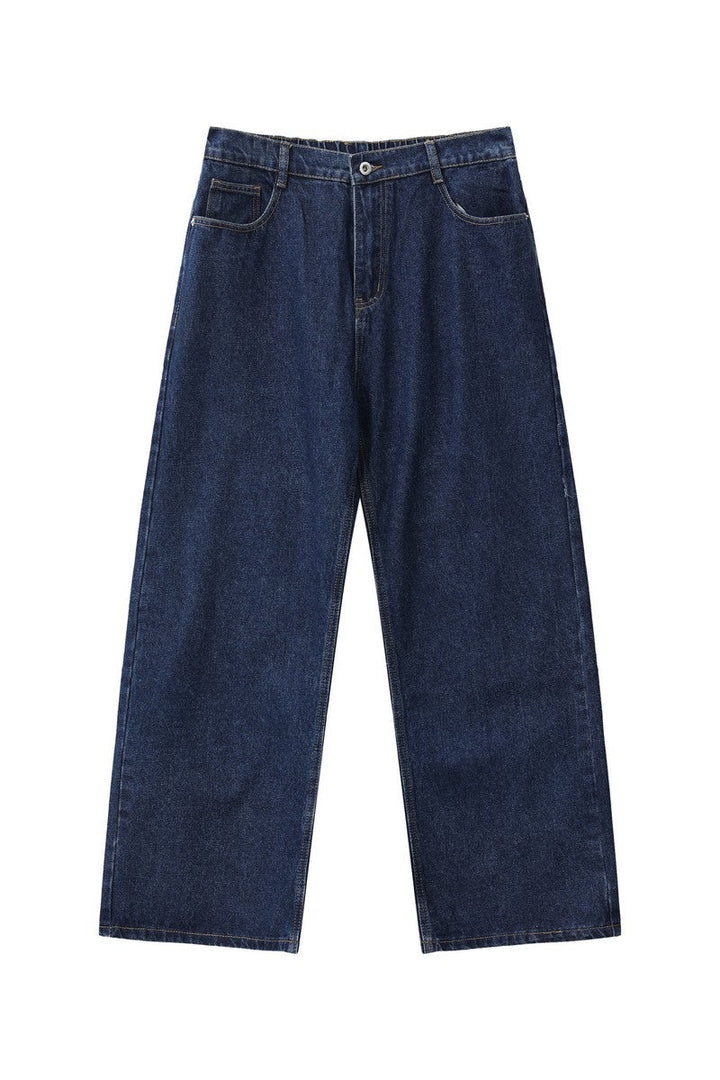 Washed Straight Leg Denim Jeans