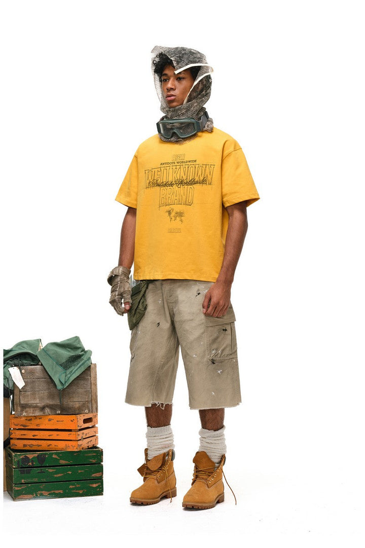 Distressed Dirty Wash Cargo Shorts