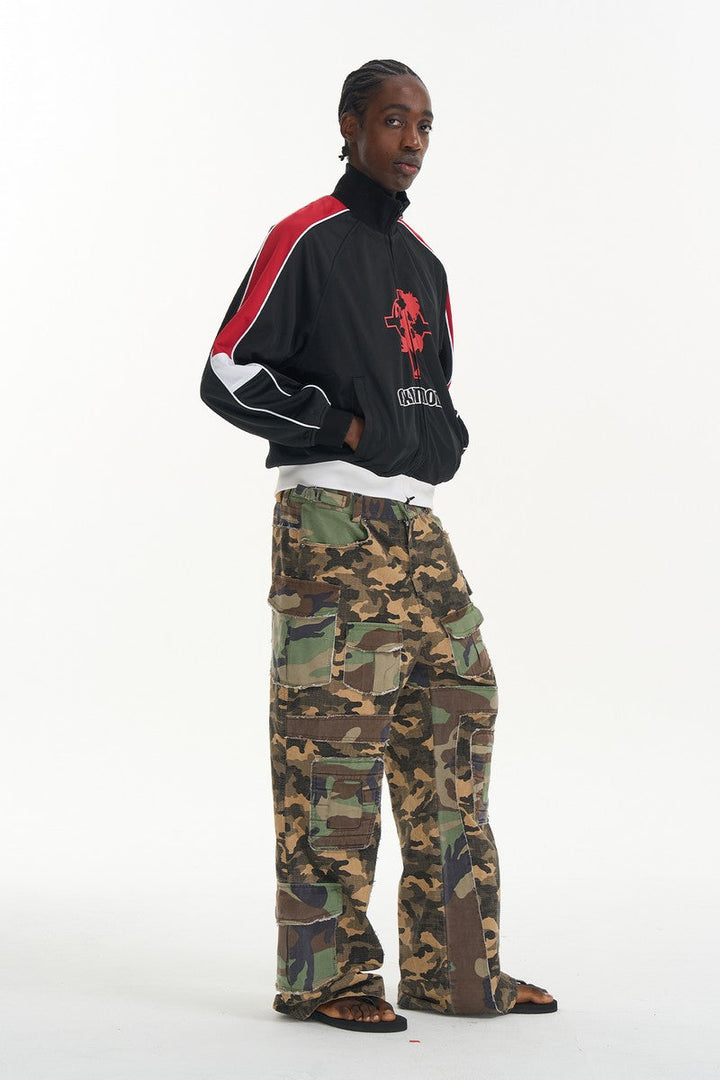 Washed Camo Flare Cargo Pants