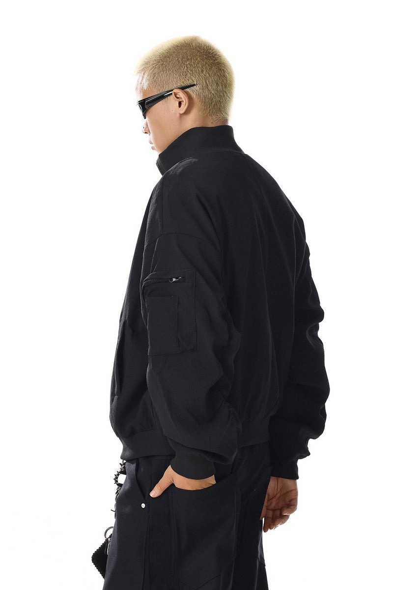 Black Short Mock Neck Jacket